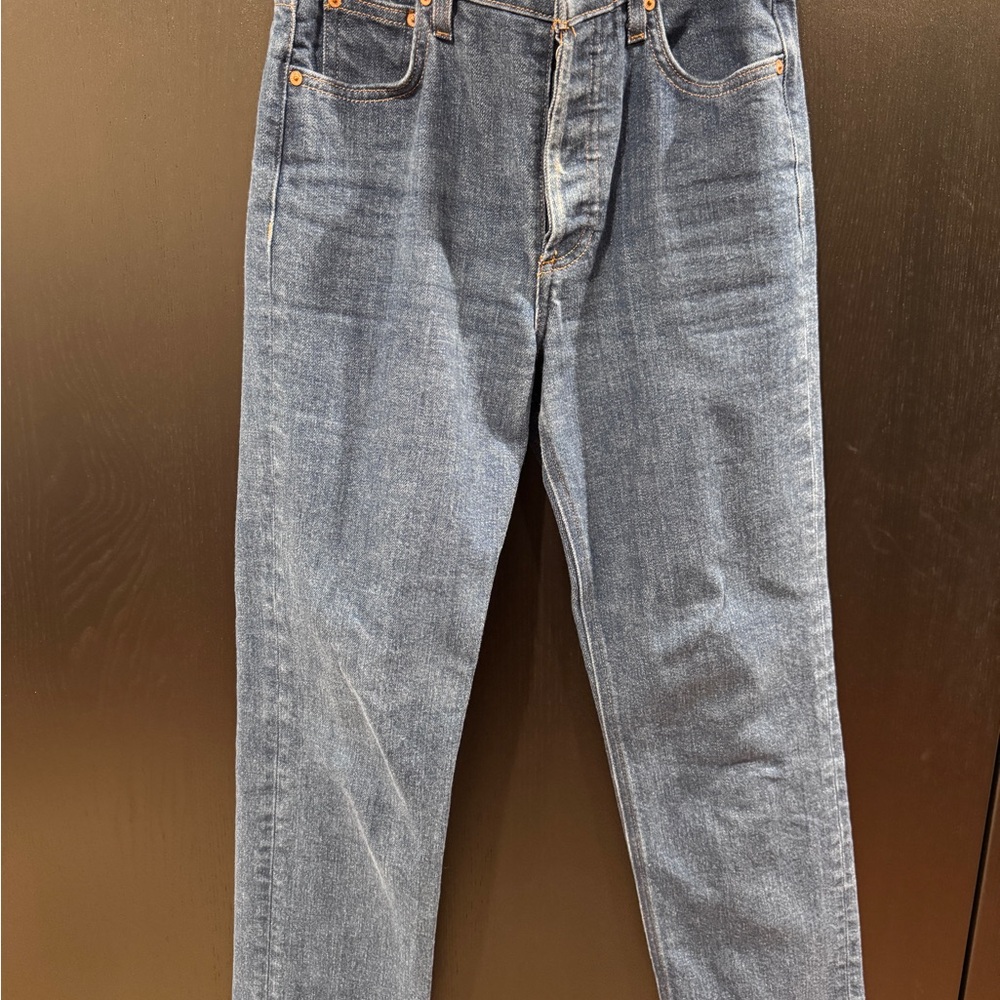 Denim Forum Women's Straight Jeans in Faded Blue
